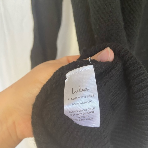 Lulus Autumn Daze Black Cowl Neck Long Sleeve Sweater Dress Size Large - Picture 4 of 8